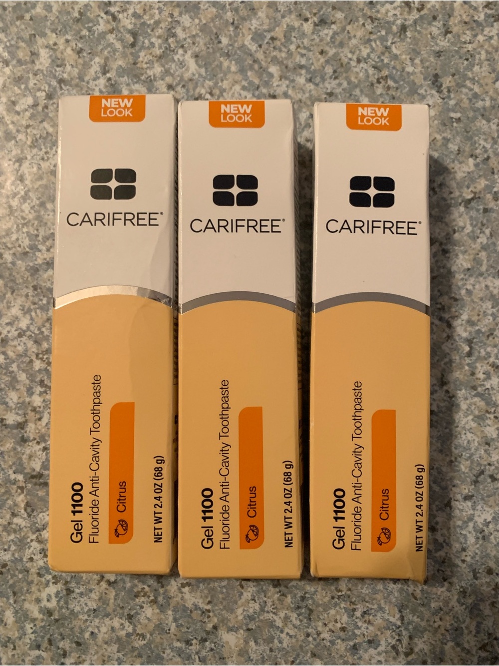 3 Carifree Gel 1100 Citrus Fluoride Toothpaste Exp 8/27